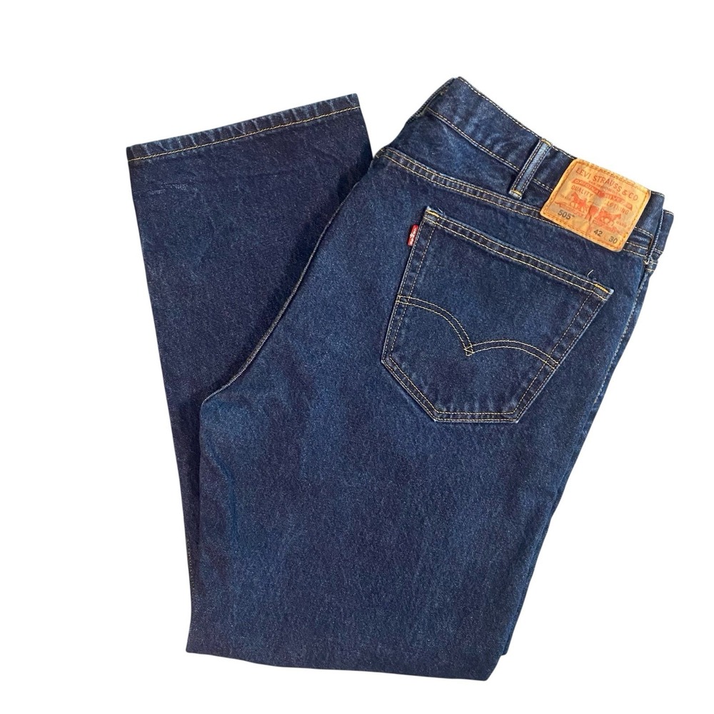 Levi's 505 Regular Fit Blue Jeans Men's W42 L30 Straight Leg Cotton Denim